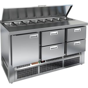 Стол холодильный для салатов HiCold SLE1-122SN (1/3) с крышкой